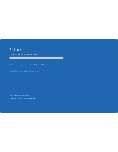 Windows 11 Pro 32/64 Bits Permanente: Pantalla azul de BitLocker que pide el PIN para desbloquear la unidad al arrancar el PC