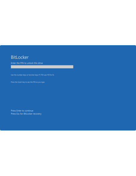 Windows 11 Pro 32/64 Bits Permanente: Pantalla azul de BitLocker que pide el PIN para desbloquear la unidad al arrancar el PC