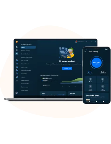 Avast Ultimate: Cleanup Premium con estado, estadísticas y limpieza rápida en el móvil