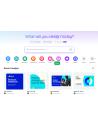 Pantalla de inicio de Canva con búsqueda, tipos de diseño y diseños recientes