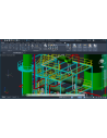 AutoCAD 2022: modelo 3D de una planta de tuberías con la cinta de opciones y el cubo de vista