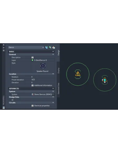 AutoCAD MEP 2023: paleta Propiedades de un dispositivo eléctrico con estilo, sistema y circuitos