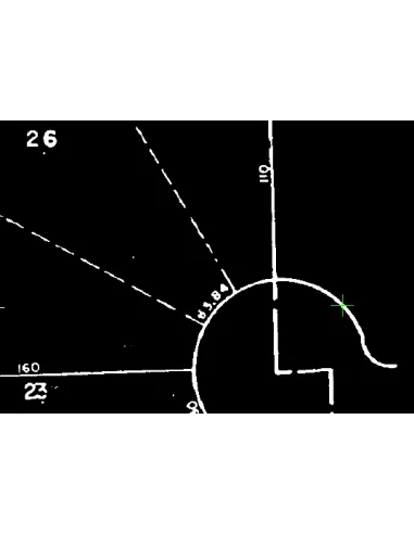 AutoCAD Raster Design: polilínea raster y arco sobre un escaneo bitonal listos para convertir a vectores