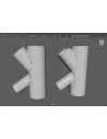 Visor de Maya con dos uniones de tubos: bisel con fallos a la izquierda y Smart Bevel limpio a la derecha
