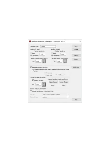 Cuadro de definición de elemento de acero según ANSI/AISC 360-22 en Robot 2025