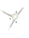 Rotonda de tres ramales diseñada con Vehicle Tracking, con trayectorias y etiquetas